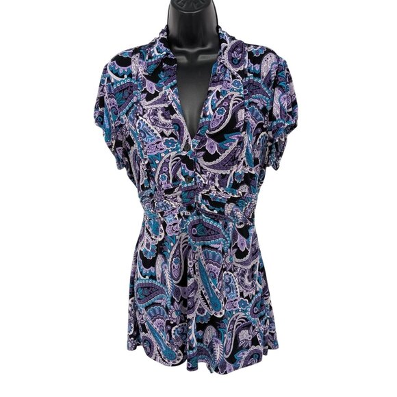 Speechless Tops - Speechless Babydoll Top Women Size XL Paisley Y2K Office Festival Indie Bohemian